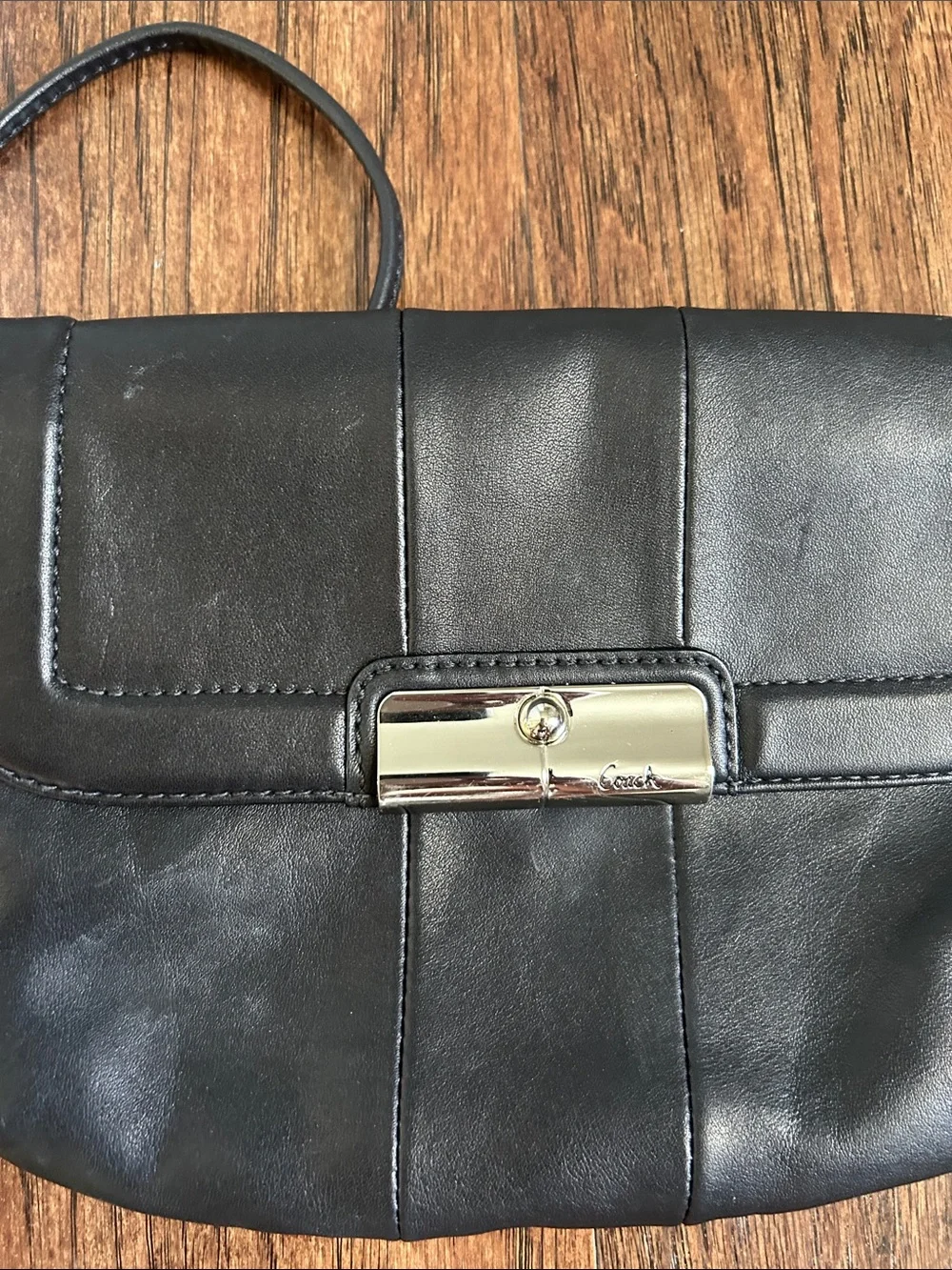 Vintage Kristin Coach Black Leather Crossbody Shoulder Bag